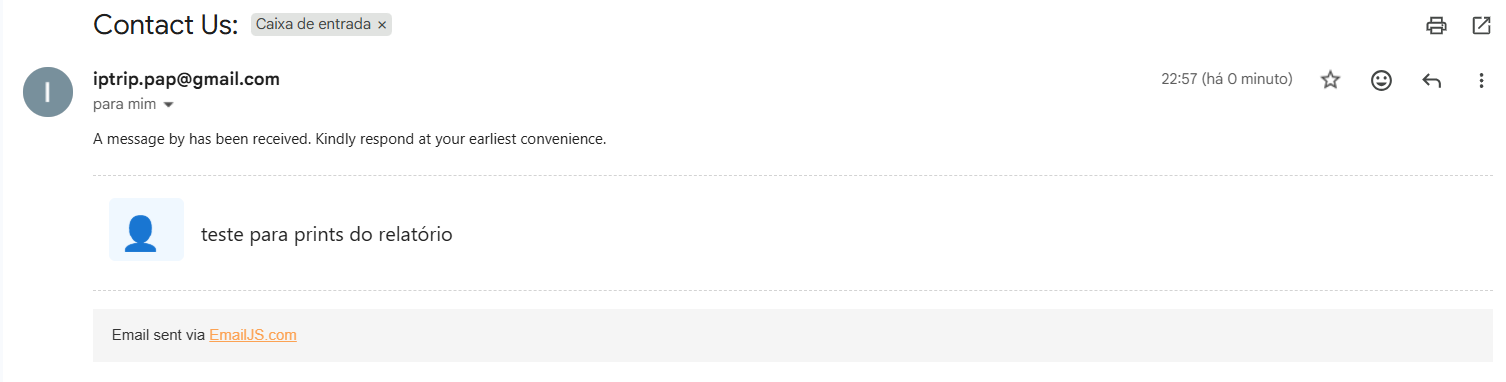 Email de contacto recebido