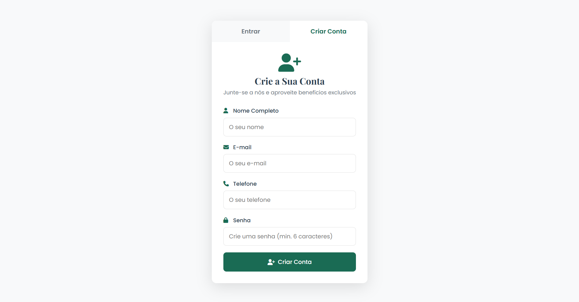 Registo de conta
